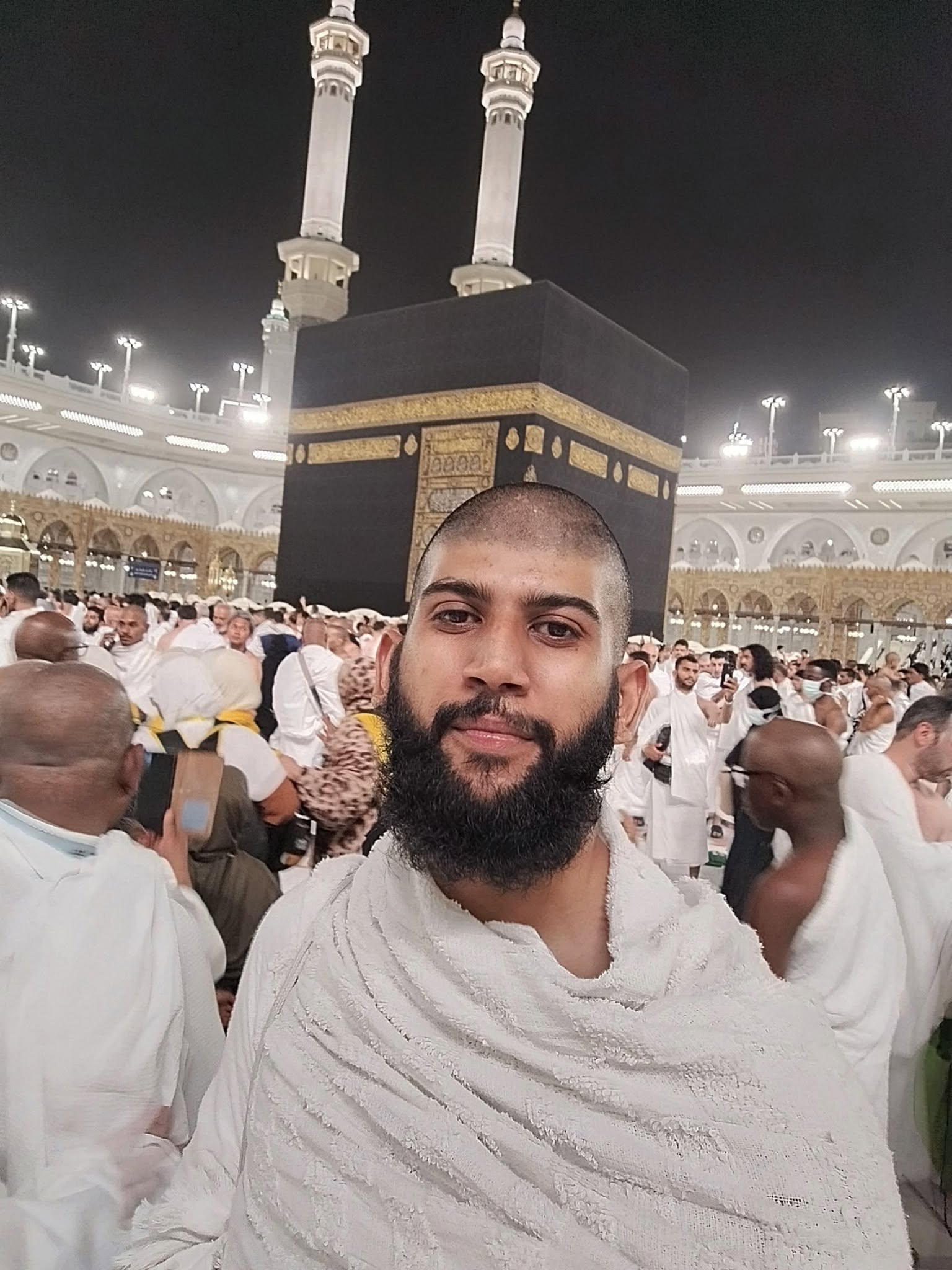 Hamza, founder of Sirat Elite Travels, at the Kaaba in Makkah